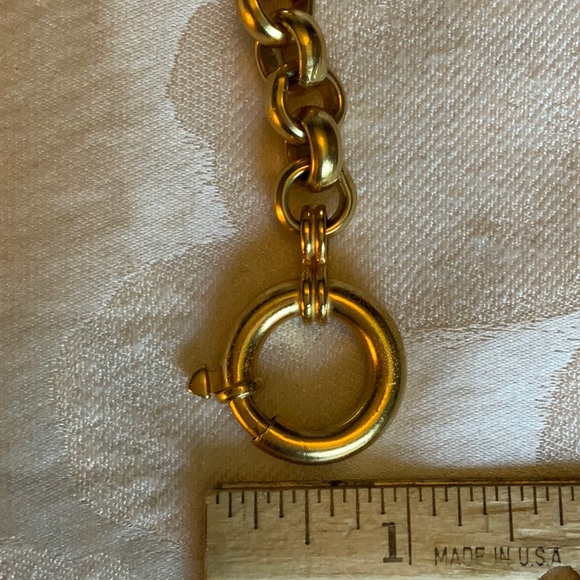 Heavy Gold-plated Chain Bracelet with Large Gold Disk and Medieval Cross Patten - Picture 5 of 7